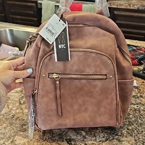 VR NYC Mauve Faux Suede Mini Backpack